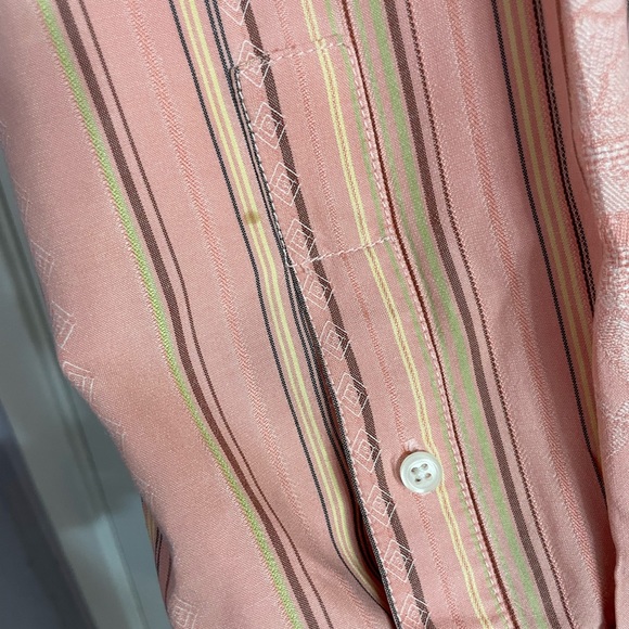 Tommy Bahama Striped Silk Blend Button Down Mens Long Sleeve Shirt Pink Peach XL - Picture 6 of 9